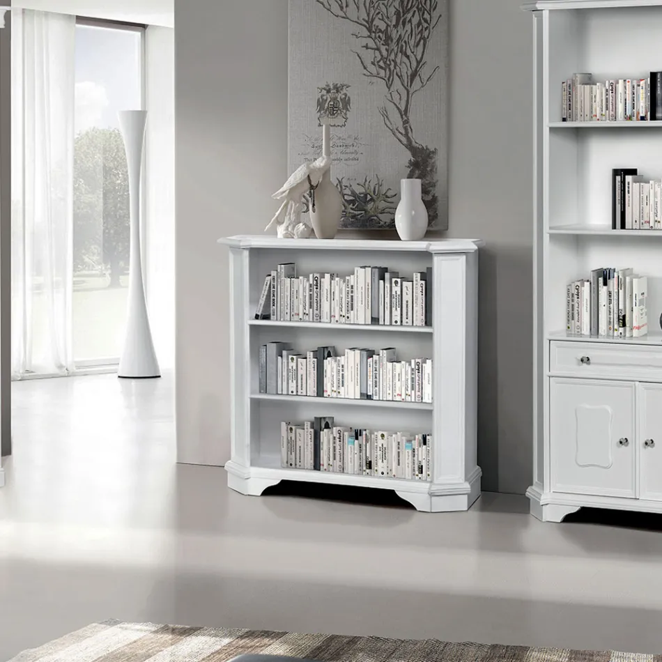 Bibliotecă cu 3 Compartimente Deschise din Lemn Furnir Fabricat în Italia - Epona Viadurini