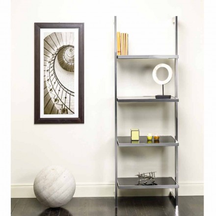 oțel perete Bookcase și design sticlă 60x180x44cm Tafre Viadurini