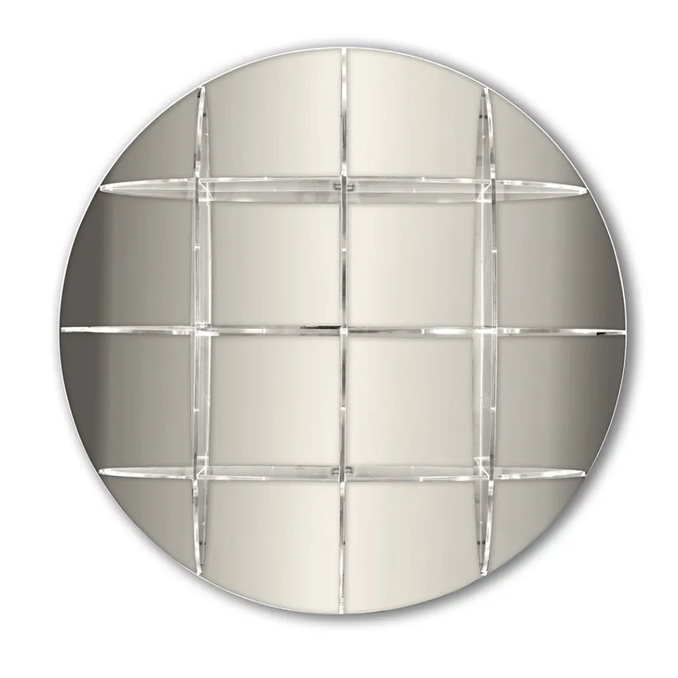 Bibliotecă rotundă de perete din plexiglas auriu sau argintiu Made in Italy - Lizzy Viadurini