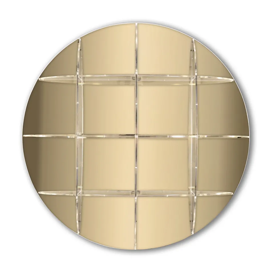 Bibliotecă rotundă de perete din plexiglas auriu sau argintiu Made in Italy - Lizzy Viadurini