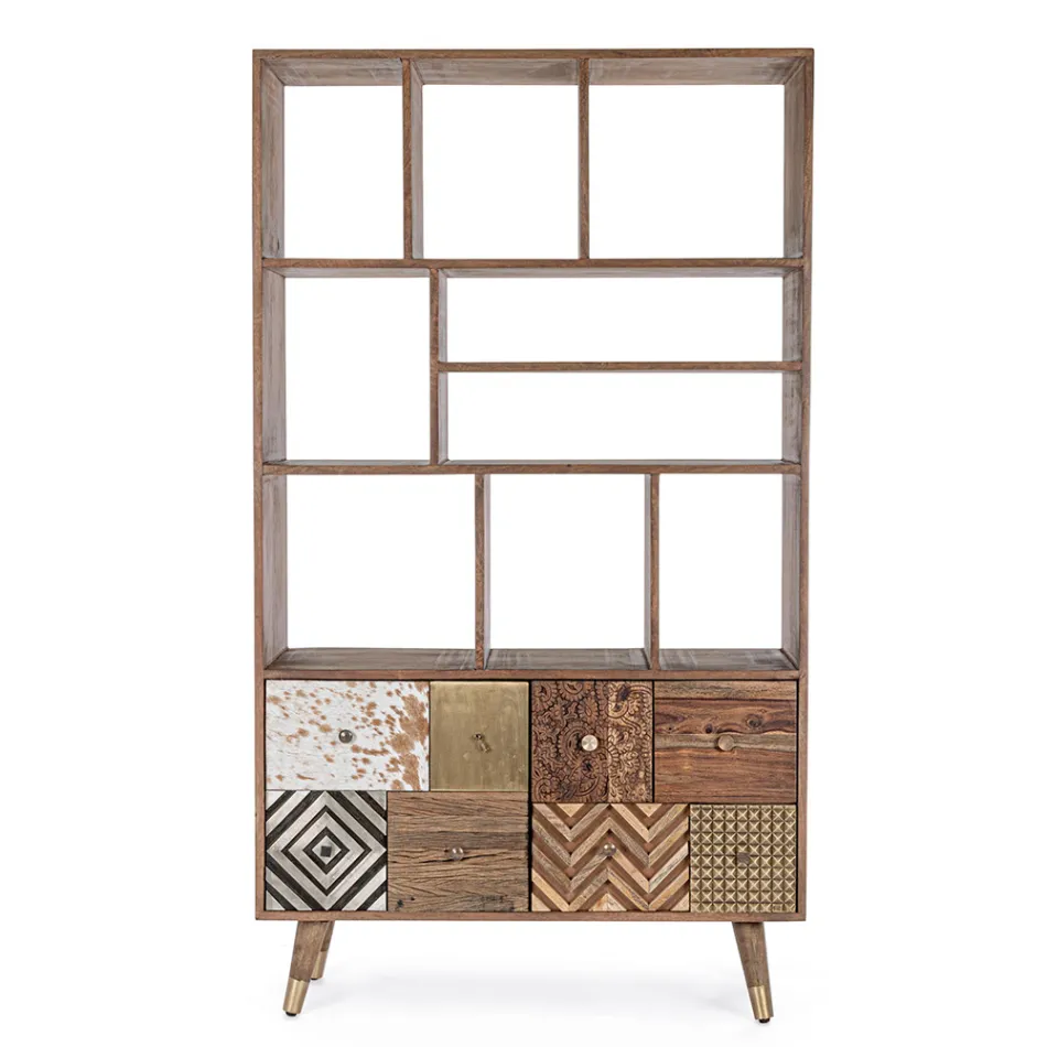 Bibliotecă de sufragerie din lemn de mango și uși reciclate Homemotion - Auriel Viadurini