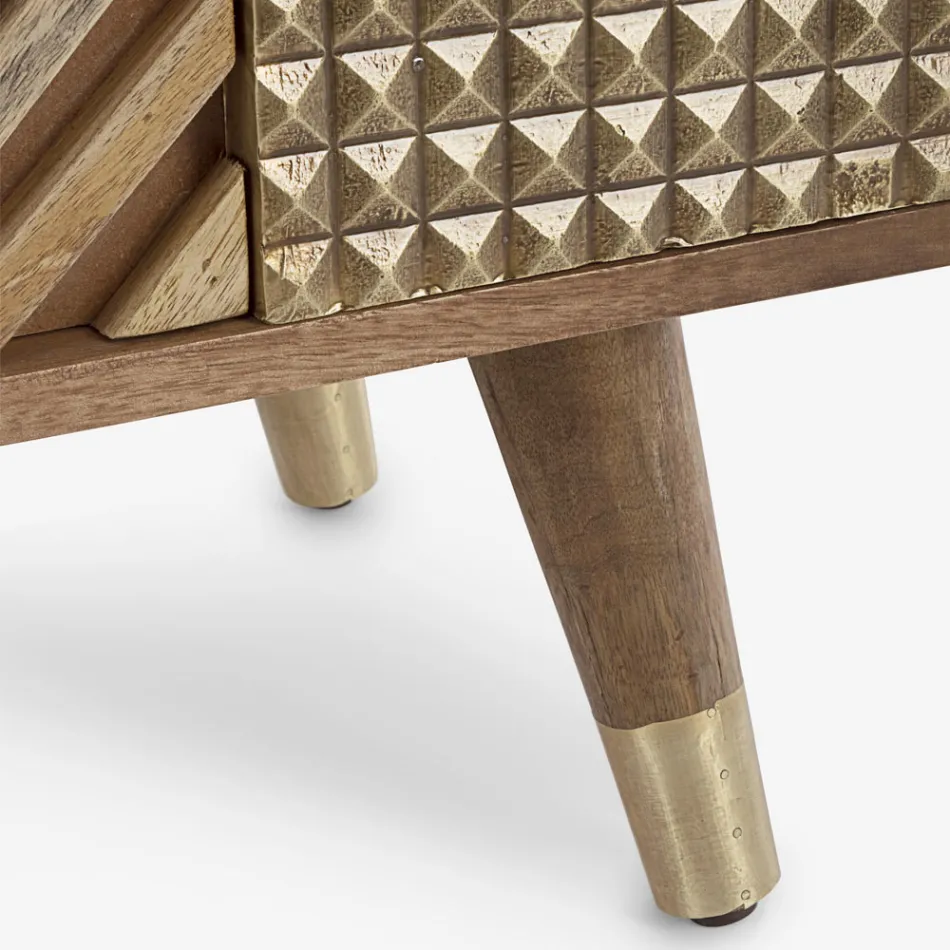 Bibliotecă de sufragerie din lemn de mango și uși reciclate Homemotion - Auriel Viadurini