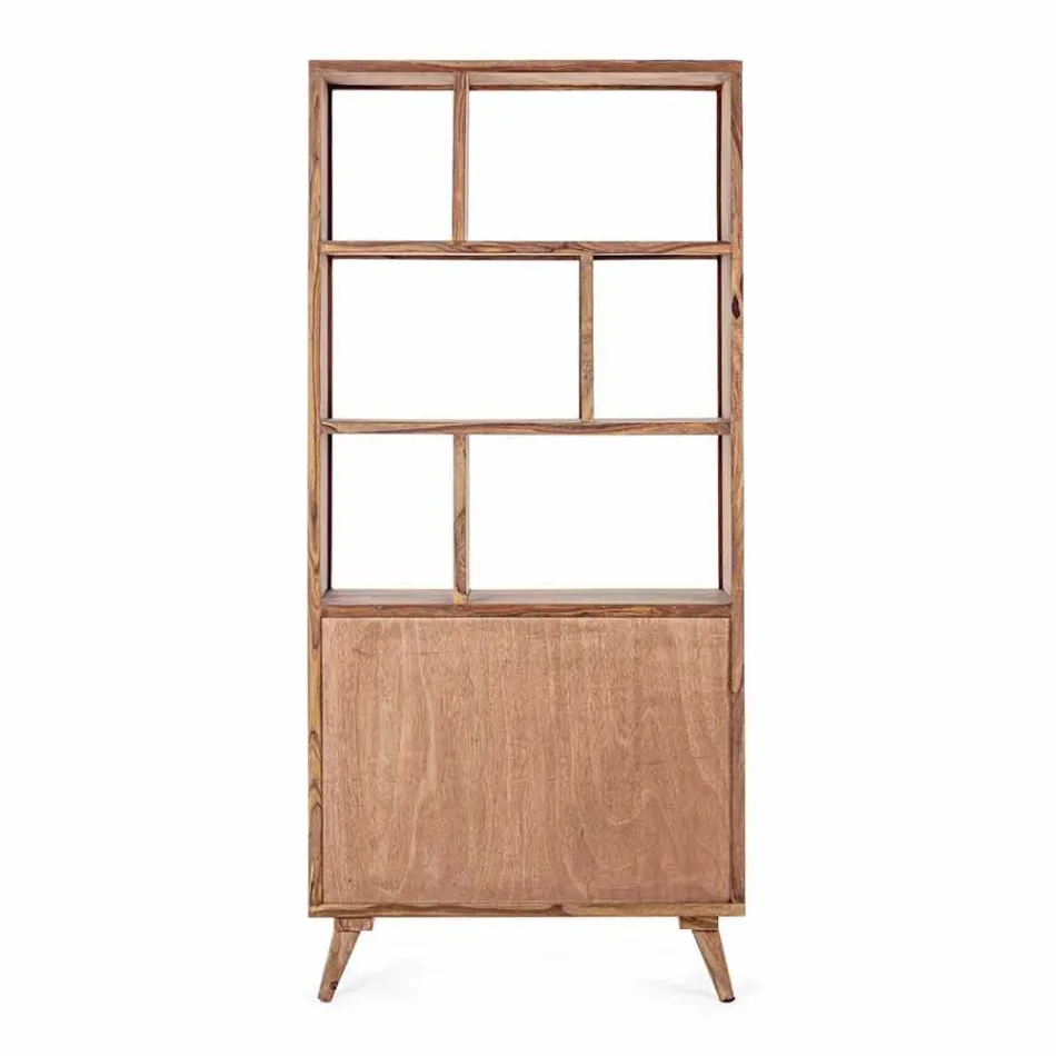 Raft de podea cu design vintage din lemn și oțel Homemotion - Ventador Viadurini