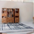 Raft de podea cu design vintage din lemn și oțel Homemotion - Ventador Viadurini