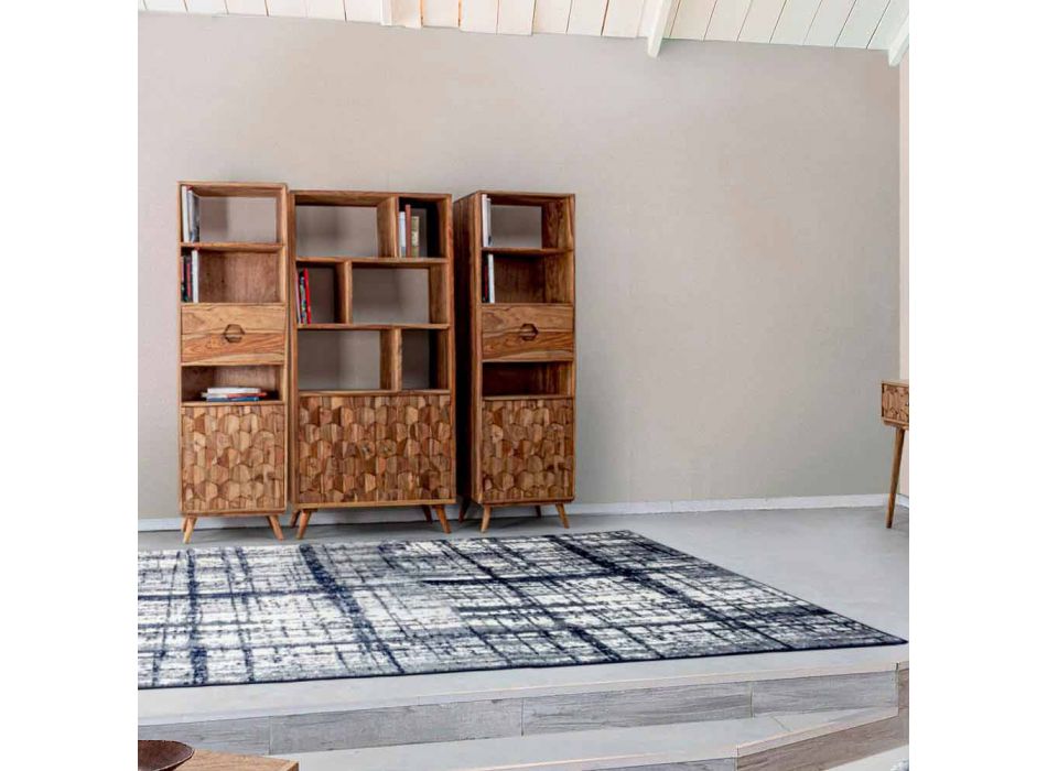 Raft de podea cu design vintage din lemn și oțel Homemotion - Ventador Viadurini