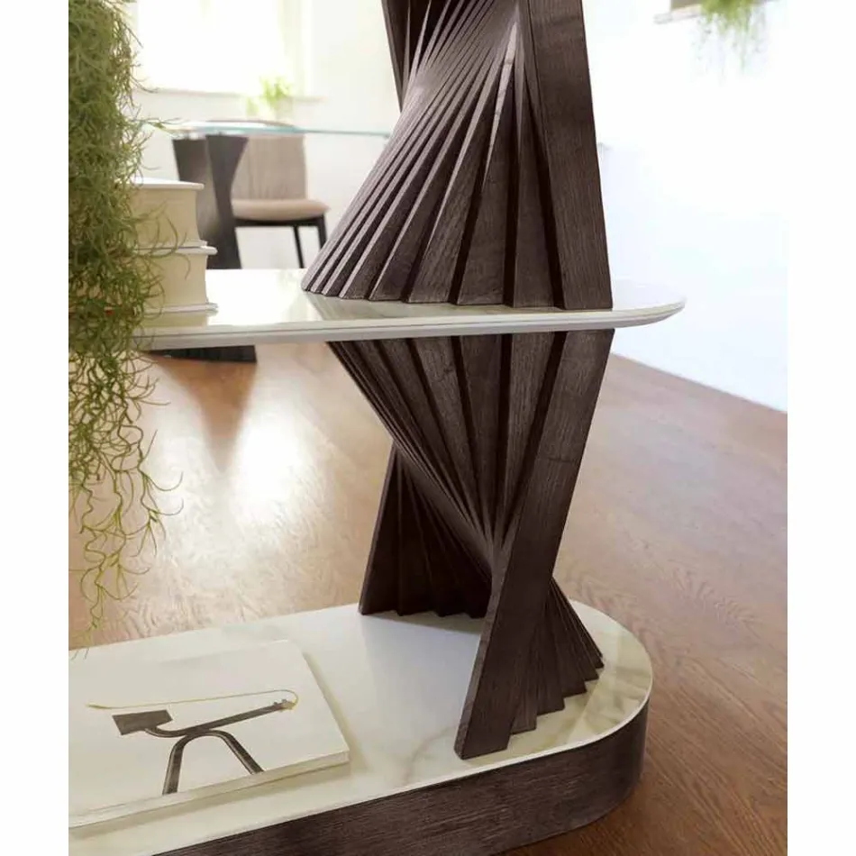 Raft de podea design din lemn cu blaturi din gresie Made in Italy - Aspide Viadurini