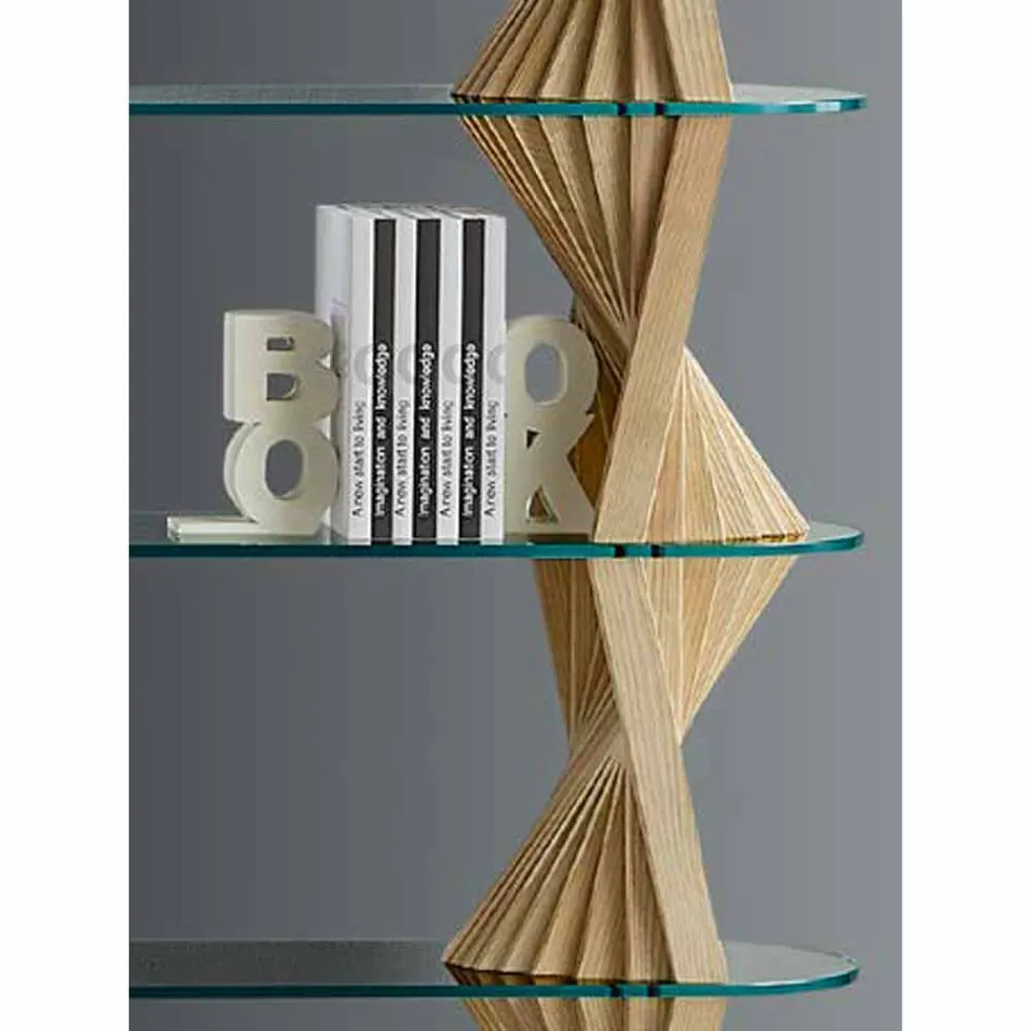 Bibliotecă de podea design din sticlă și lemn de frasin Made in Italy - Aspide Viadurini