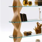 Bibliotecă de podea design din sticlă și lemn de frasin Made in Italy - Aspide Viadurini