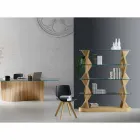 Bibliotecă de podea design din sticlă și lemn de frasin Made in Italy - Aspide Viadurini