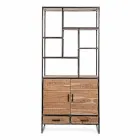 Bibliotecă pentru podea Homemotion din oțel vopsit cu rafturi din lemn - Zompo Viadurini