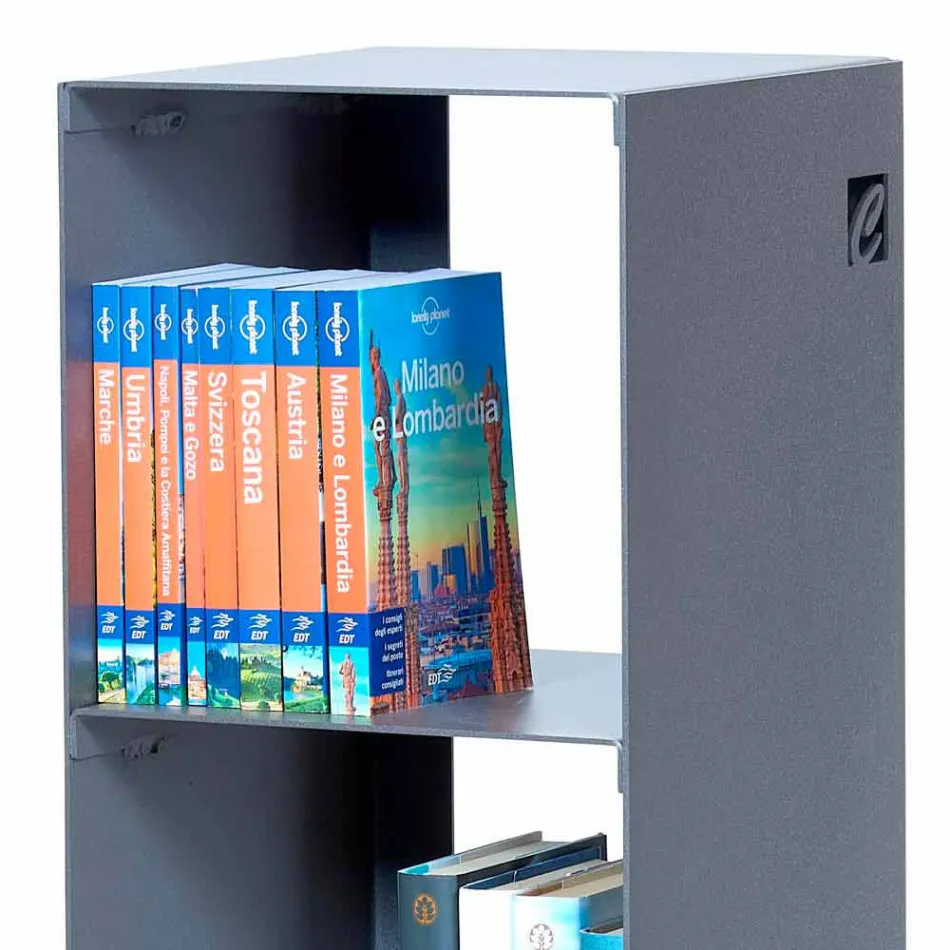 Bibliotecă modernă pentru pardoseală din fier negru, roșu, alb sau gri realizată în Italia - Pls Viadurini