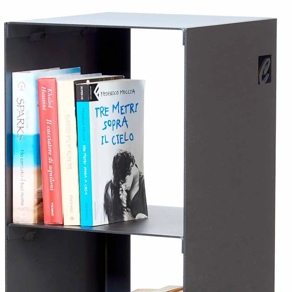 Bibliotecă modernă pentru pardoseală din fier negru, roșu, alb sau gri realizată în Italia - Pls Viadurini