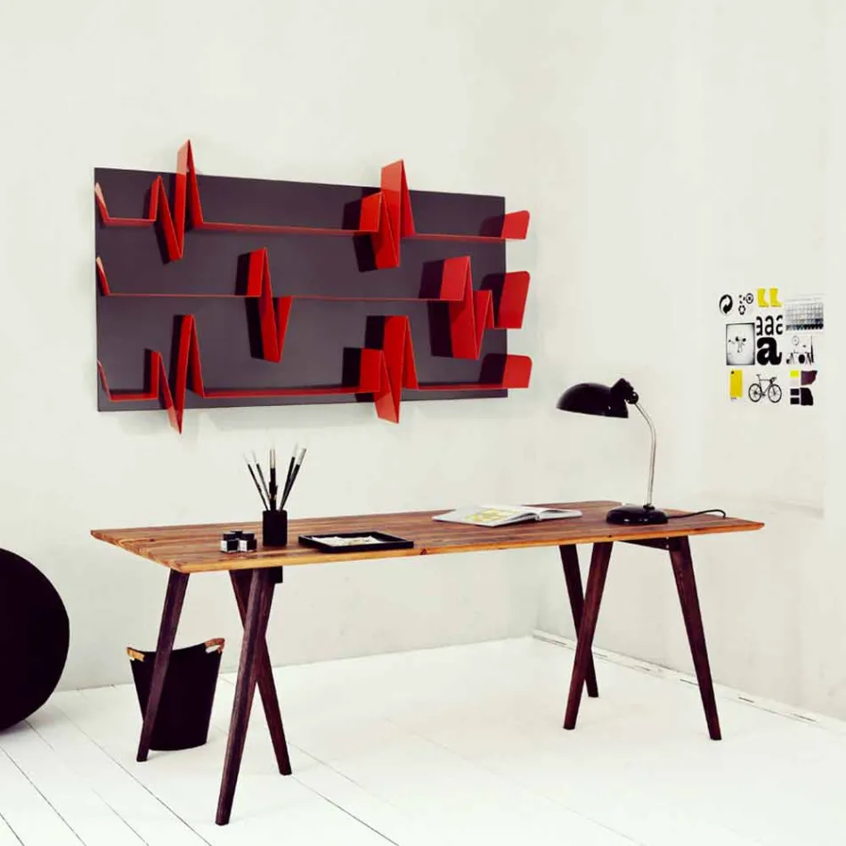 Biblioteca de design Battikuore 186x101 (3 rafturi) Mabele Viadurini