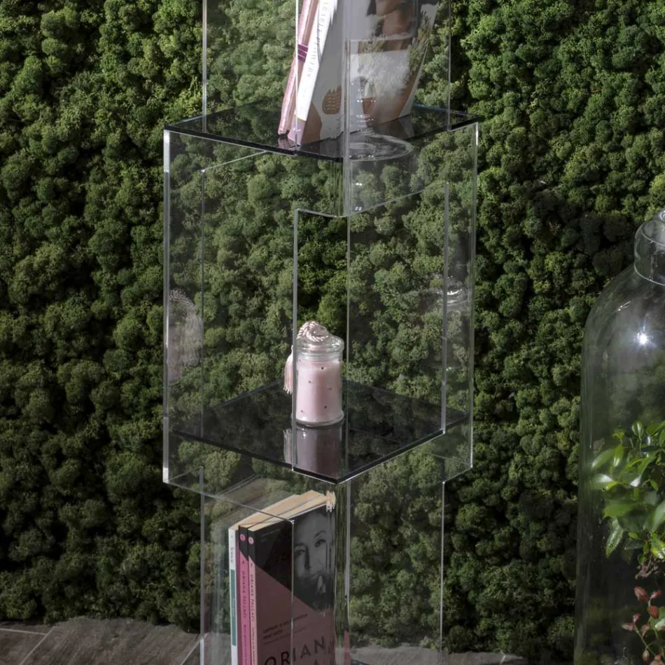 Bibliotecă de sine stătătoare din Cristal Acrilic Transparent sau Fumat - Icaria Viadurini