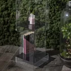 Bibliotecă de sine stătătoare din Cristal Acrilic Transparent sau Fumat - Icaria Viadurini