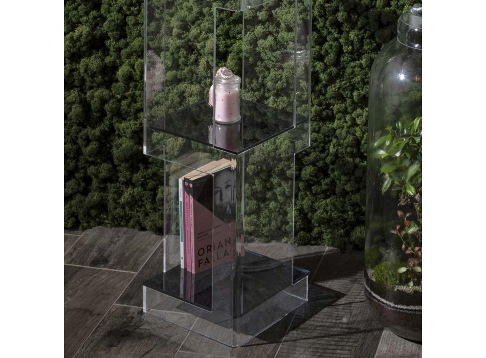 Bibliotecă de sine stătătoare din Cristal Acrilic Transparent sau Fumat - Icaria Viadurini
