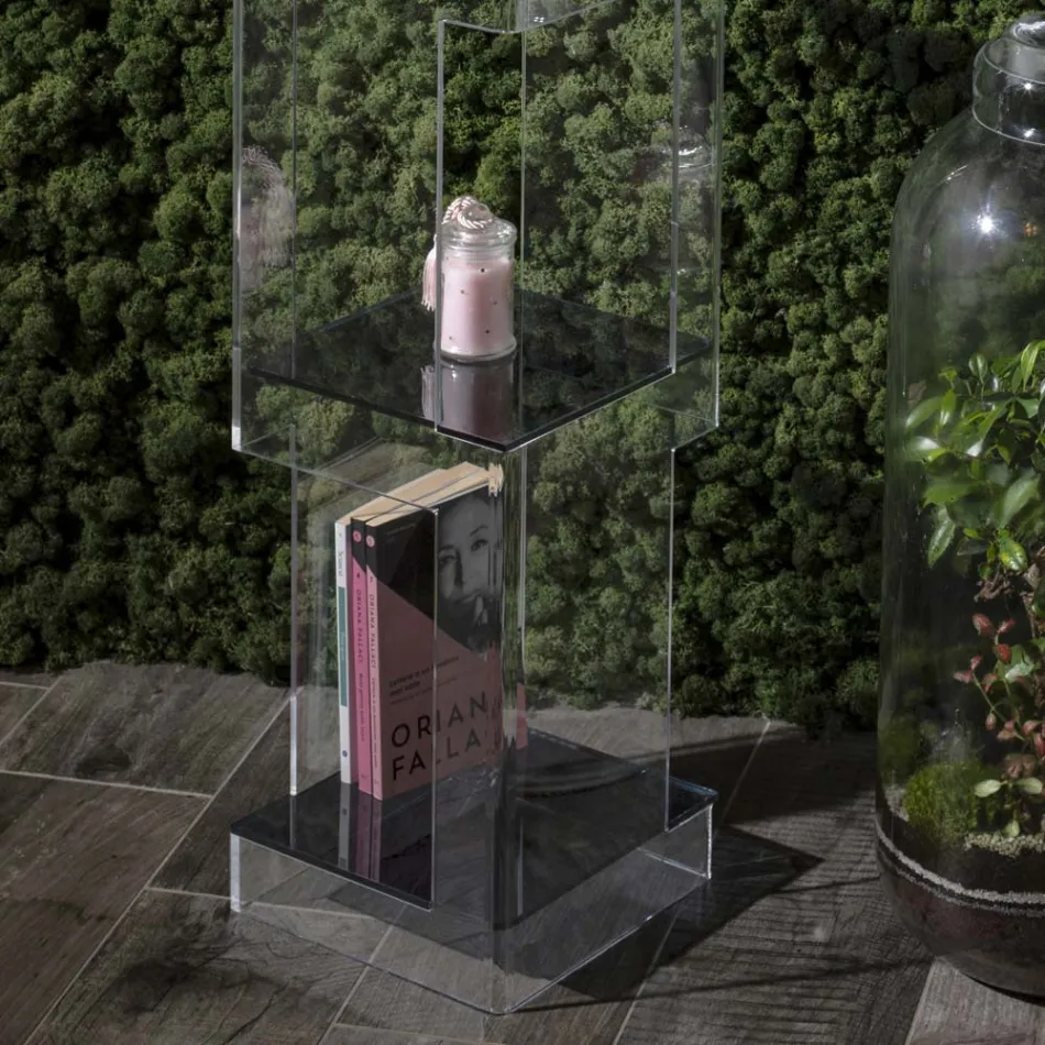 Bibliotecă de sine stătătoare din Cristal Acrilic Transparent sau Fumat - Icaria Viadurini