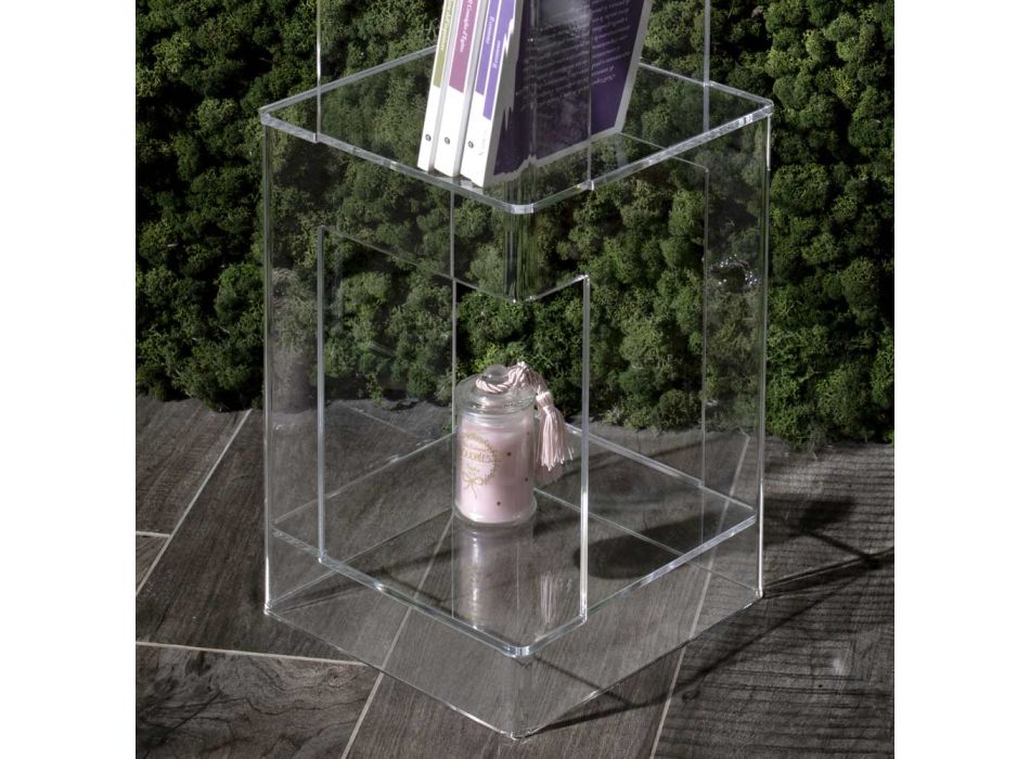 Bibliotecă de sine stătătoare din Cristal Acrilic Transparent sau Fumat - Icaria Viadurini