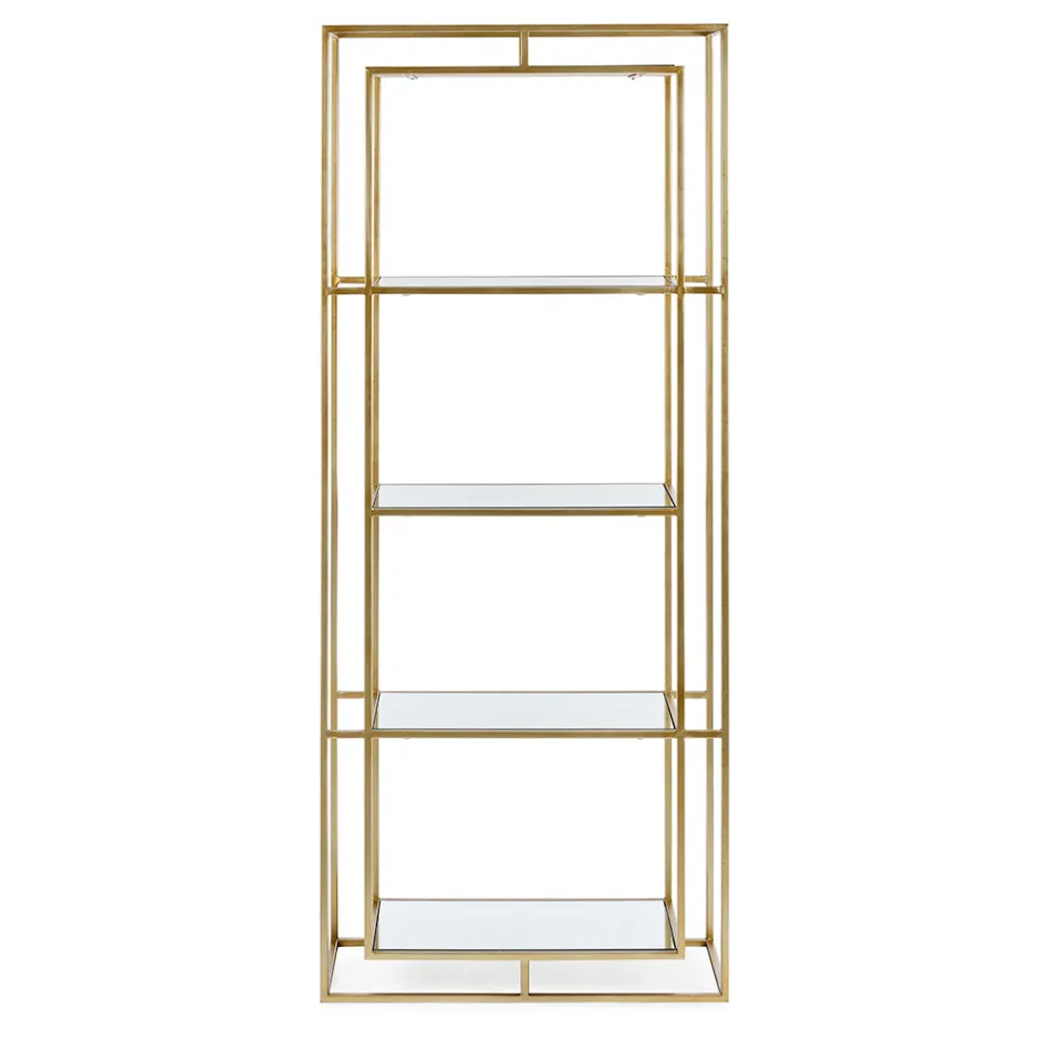 Bibliotecă de sine stătătoare cu rafturi din oțel și sticlă Design elegant - Noralea Viadurini