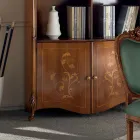 Bibliotecă din lemn de nuc incrustat Bassano cu uși Made in Italy - Commodo Viadurini