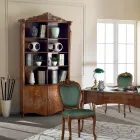 Bibliotecă din lemn de nuc incrustat cu uși Made in Italy - Commodo Viadurini