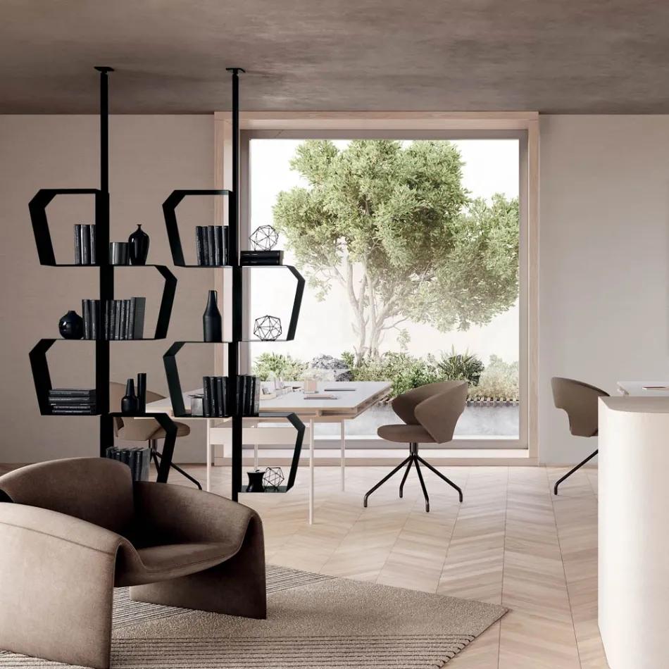 Bibliotecă din metal vopsit cu picioare reglabile, fabricată în Italia - Fernanda Viadurini