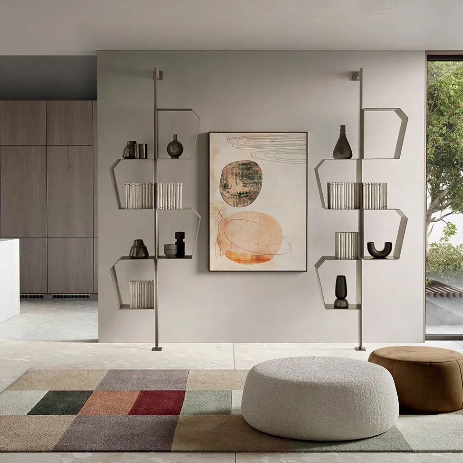 Bibliotecă din metal vopsit cu picioare reglabile, fabricată în Italia - Fernanda Viadurini