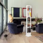 Bibliotecă modernă cu podea cu rafturi metalice albe realizate în Italia - Bolivia Viadurini