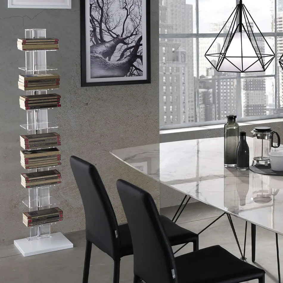 Bibliotecă Din Acrilic Transparent - Crom Viadurini