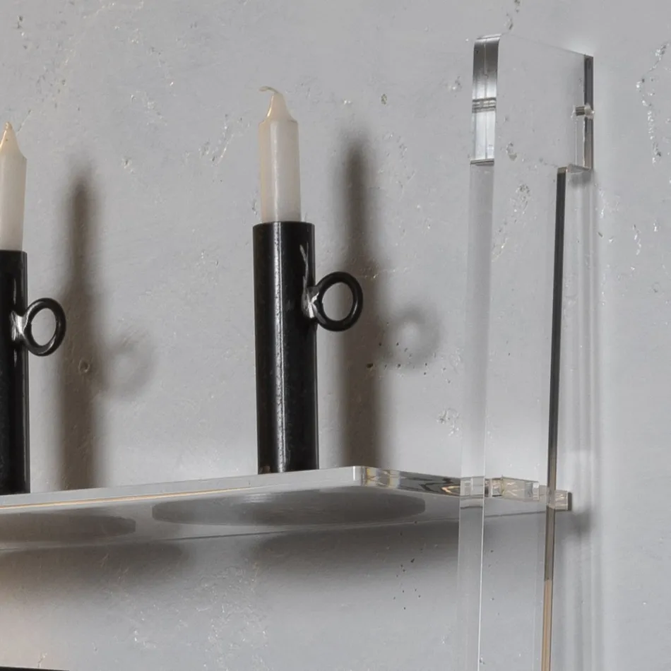 Bibliotecă pentru Sufragerie din Cristal Acrilic Transparent 2 Dimensiuni - Parotta Viadurini