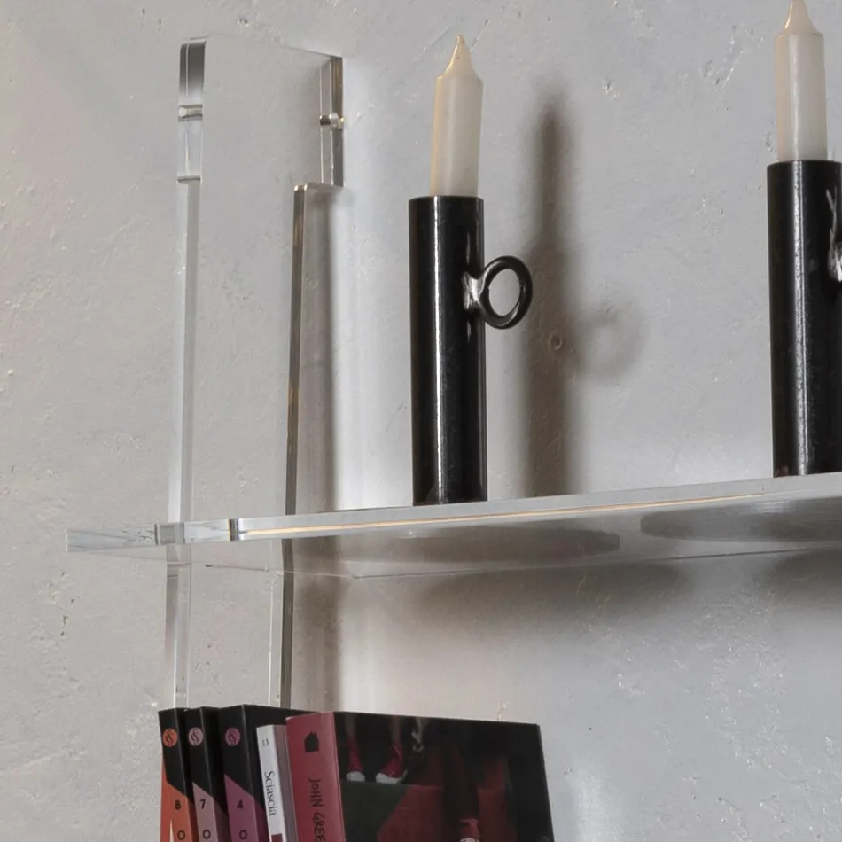 Bibliotecă pentru Sufragerie din Cristal Acrilic Transparent 2 Dimensiuni - Parotta Viadurini