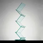 Bibliotecă verticală din sticlă transparentă pentru sufragerie independentă - Brugo Viadurini