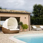 Sezlong de gradina cu baldachin din Polyrattan - Colin Viadurini