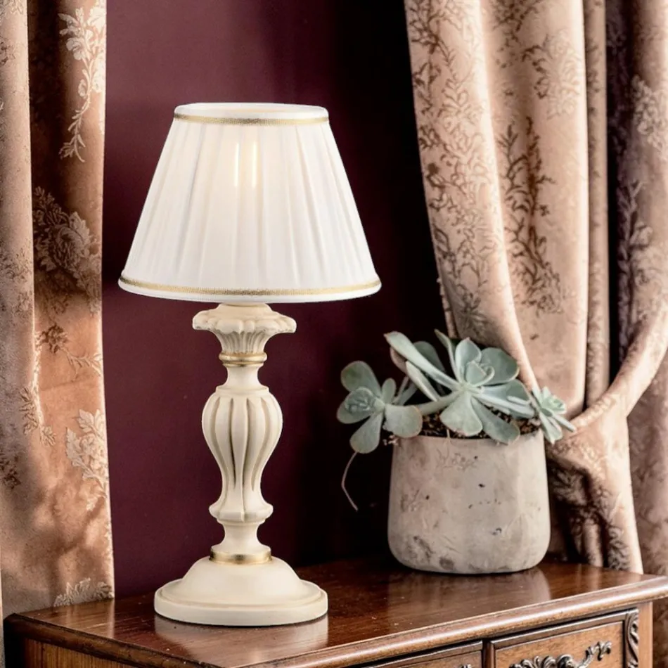 Lampă din lemn cu abajur fabricată în Italia - Milano Viadurini