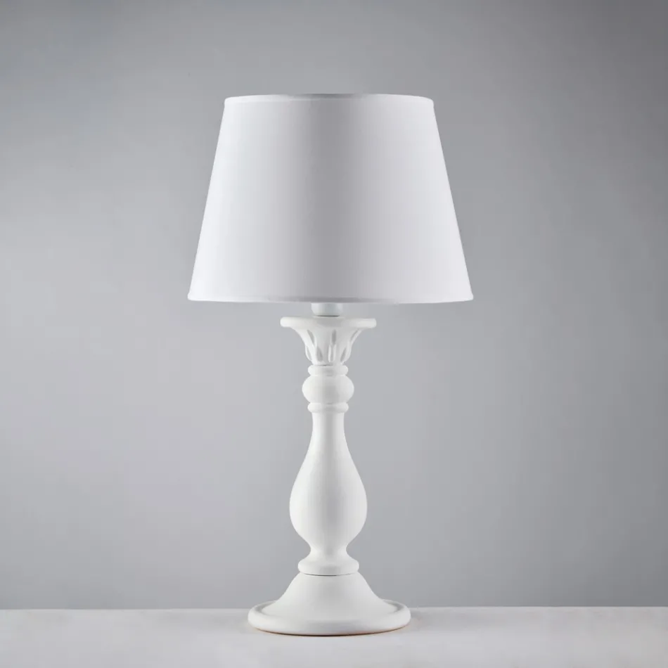 Lampă din lemn cu abajur fabricat în Italia pentru decorare interioară - Siena Viadurini