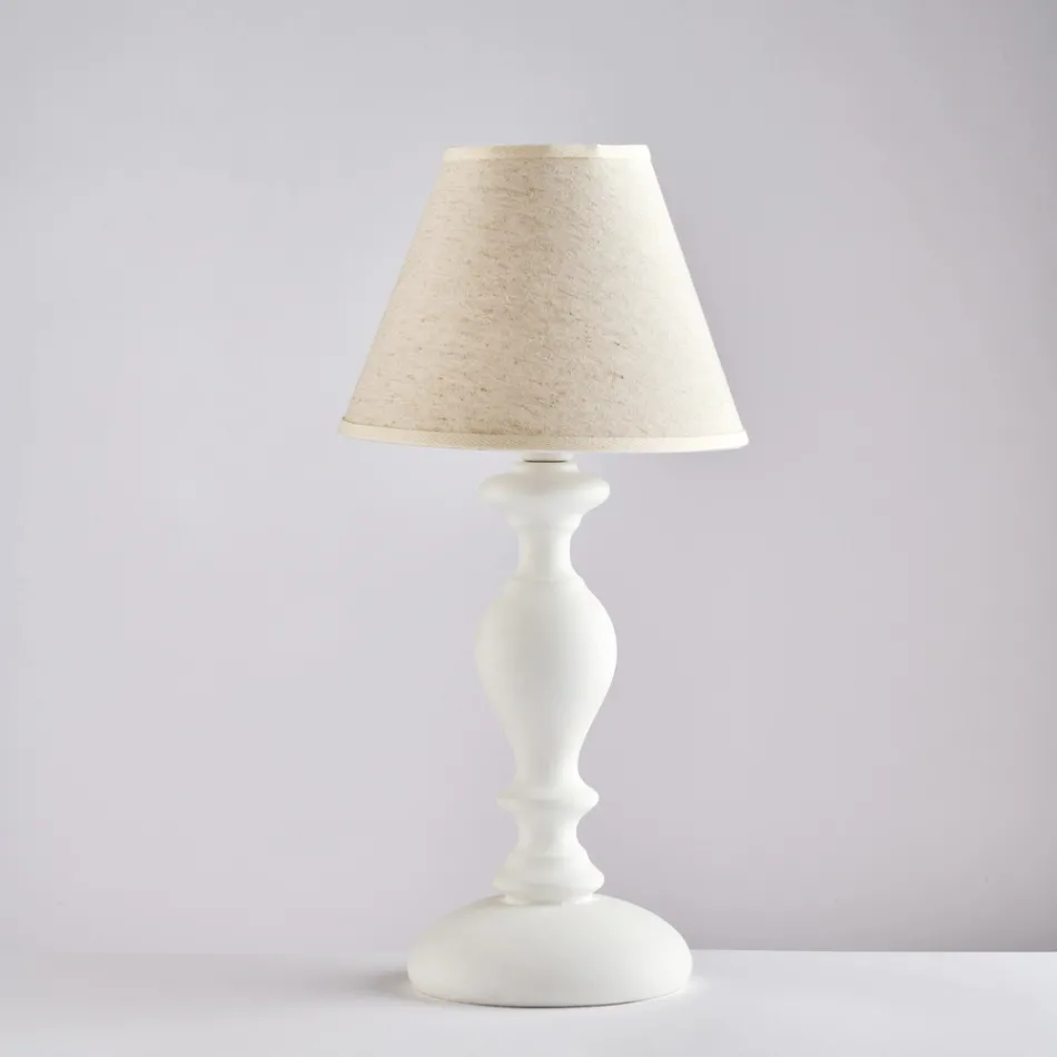 Lampă din lemn cu abajur fabricat în Italia pentru decorare interioară - Toscana Viadurini