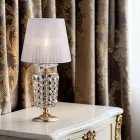 Lampă de masă din fier aurit cu abajur, fabricată în Italia - Austria Viadurini