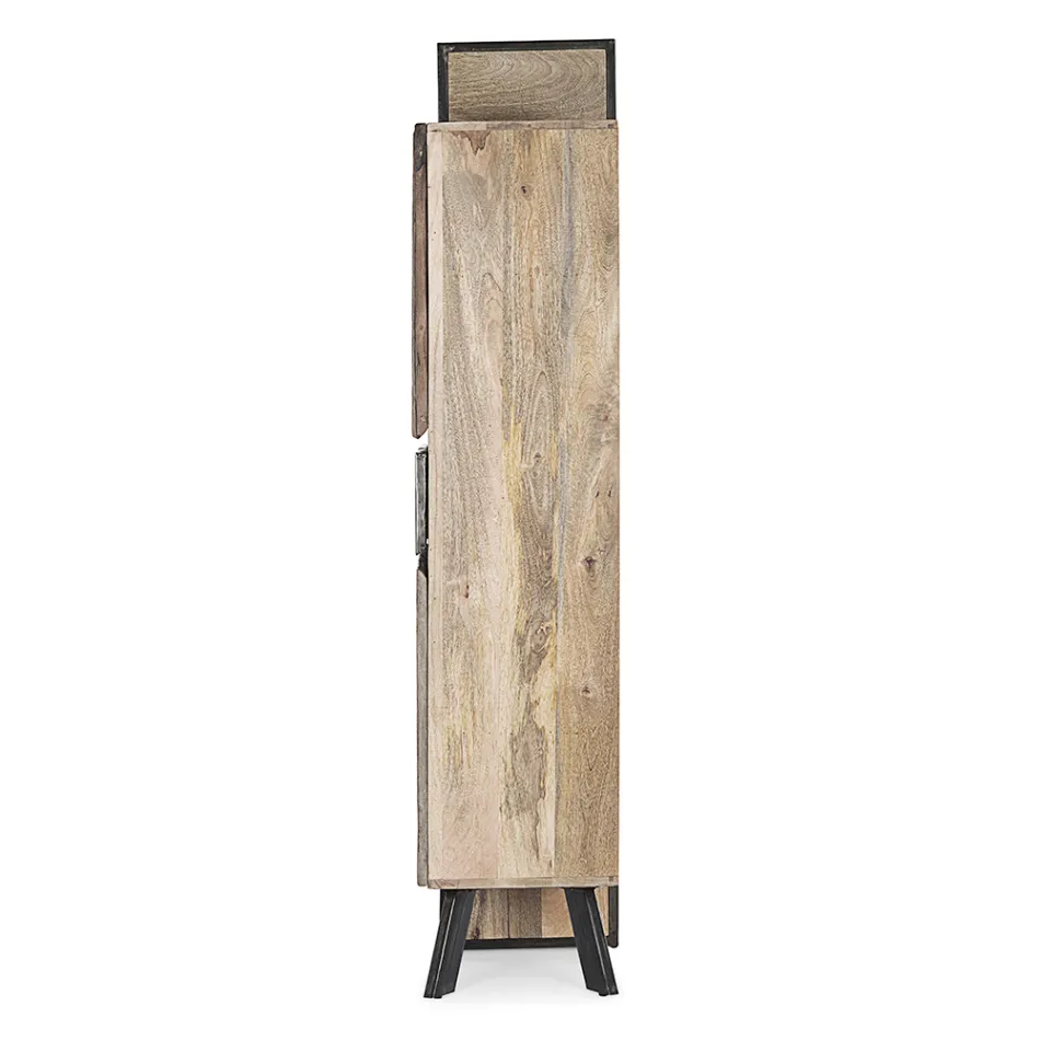 Bufetă 2 Uși 2 Sertare din Lemn de Mango și Oțel Homemotion - Signorino Viadurini