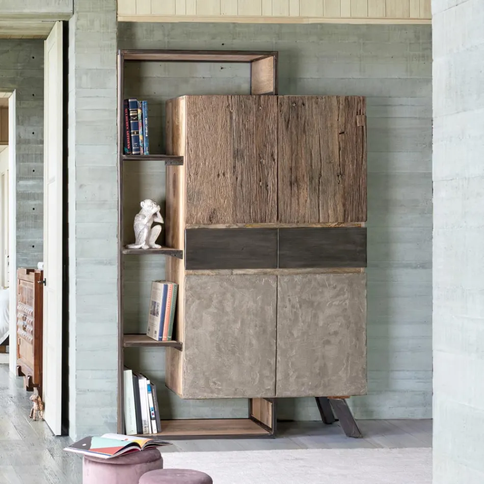 Bufetă 2 Uși 2 Sertare din Lemn de Mango și Oțel Homemotion - Signorino Viadurini