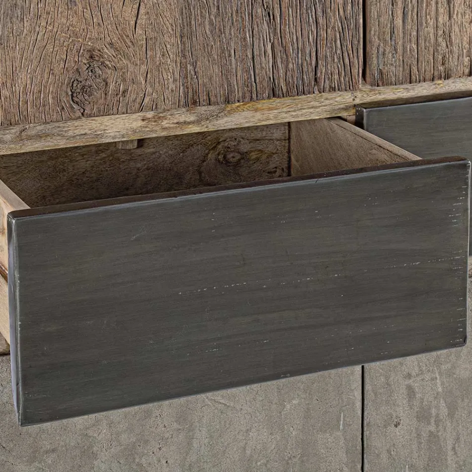 Bufetă 2 Uși 2 Sertare din Lemn de Mango și Oțel Homemotion - Signorino Viadurini