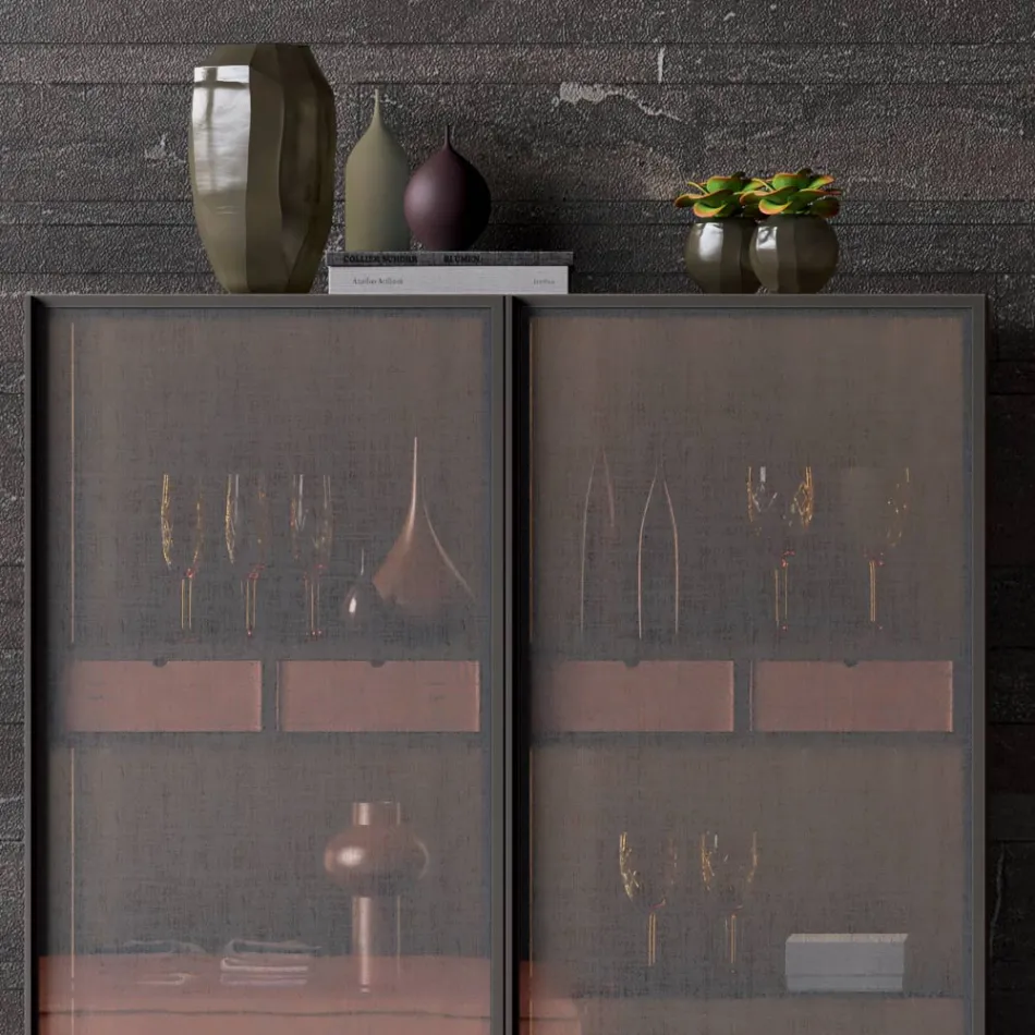 Buffet cu 2 uși din lemn ecologic și metal de înaltă calitate, fabricat în Italia - Aaron Viadurini