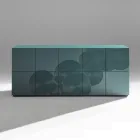 Bufet cu 5 uși din MDF lăcuit, cu decor gravat și finisat manual - Crab Viadurini