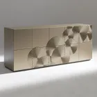 Bufet cu 5 uși din MDF lăcuit, cu decor gravat și finisat manual - Crab Viadurini