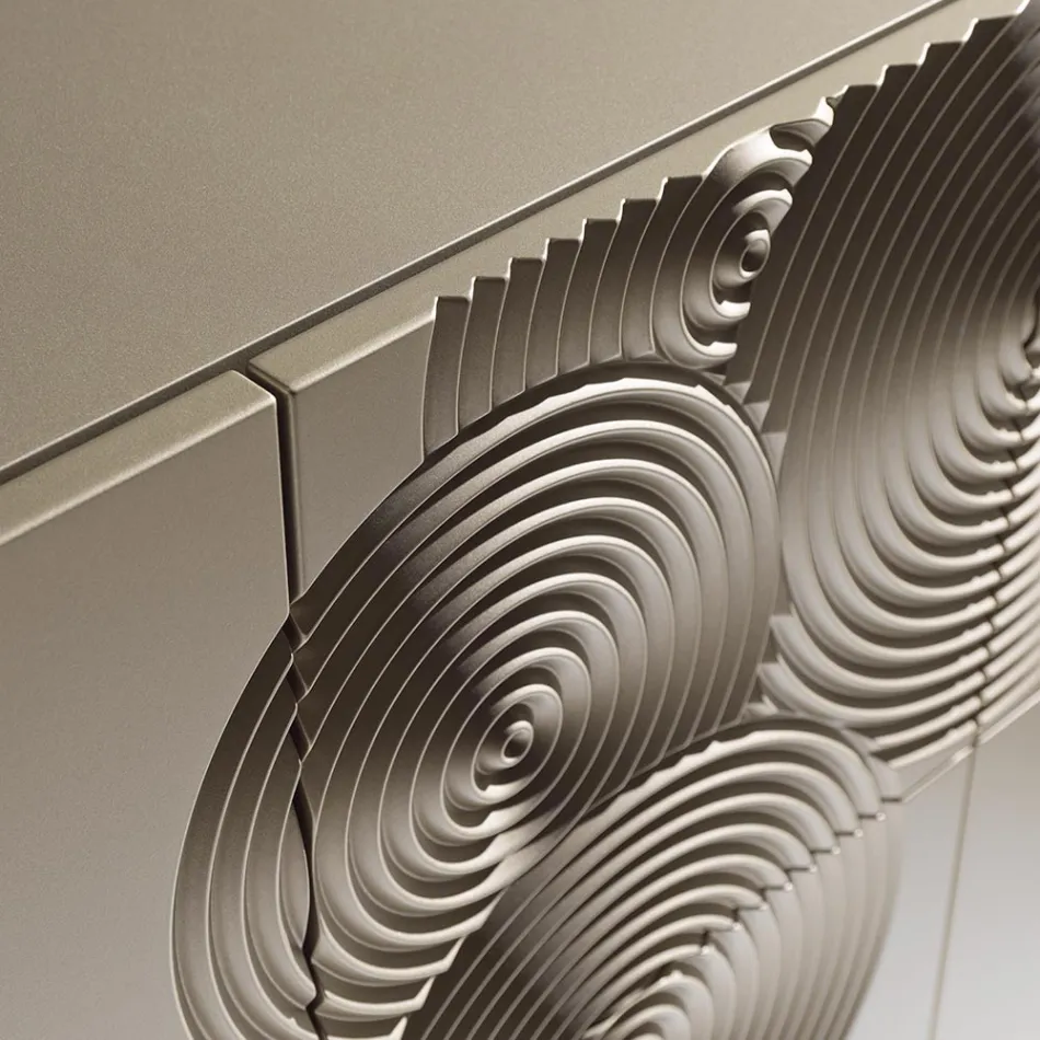 Bufet cu 5 uși din MDF lăcuit, cu decor gravat și finisat manual - Crab Viadurini