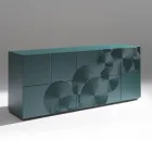 Bufet cu 5 uși din MDF lăcuit, cu decor gravat și finisat manual - Crab Viadurini