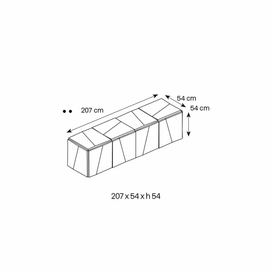 Buffet suspendat din lemn alb mat și ochelari cu oglindă - Senese Viadurini