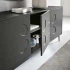 Bufet cu trei uși din melamină și MDF cu bază metalică, fabricat în Italia - Rialto Viadurini