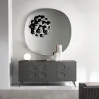 Bufet cu trei uși din melamină și MDF cu bază metalică, fabricat în Italia - Rialto Viadurini