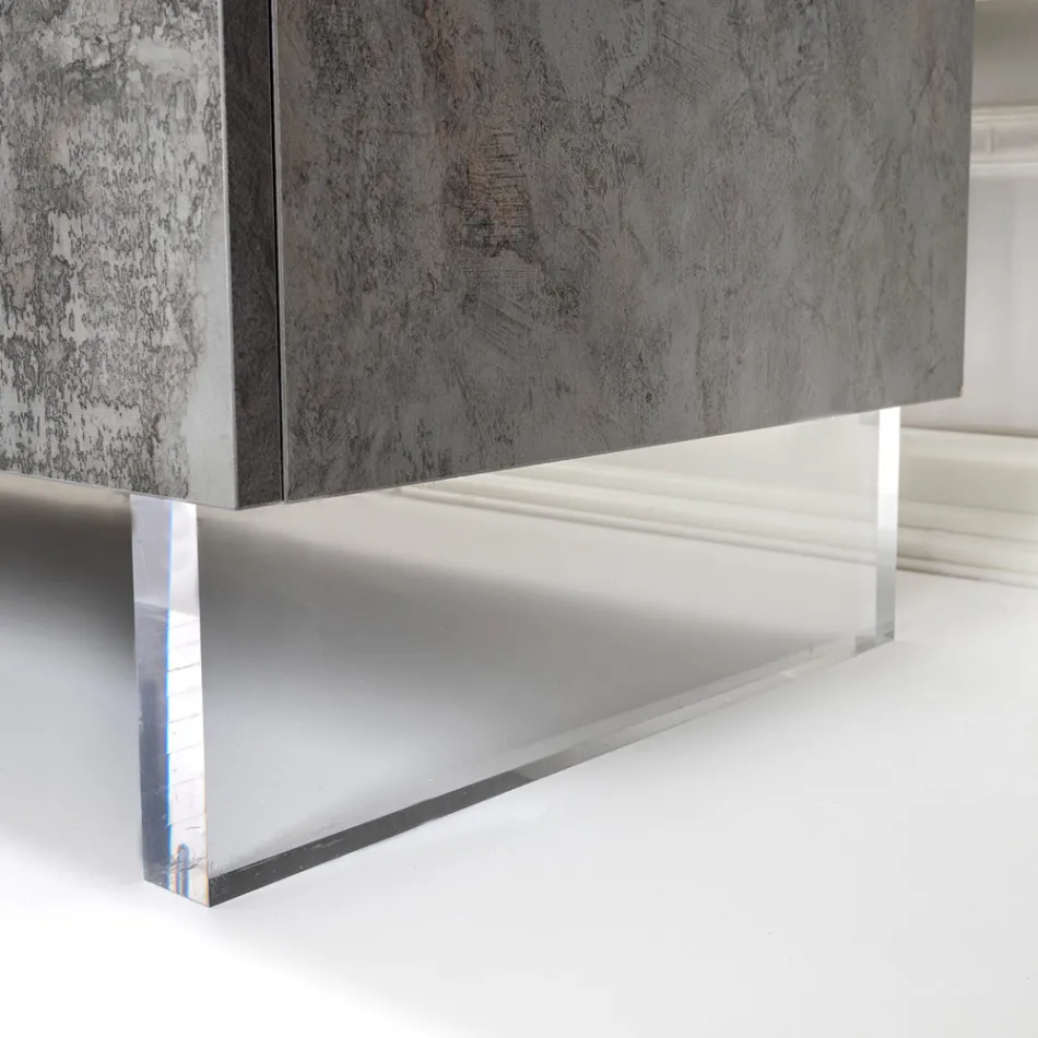 Bufetă cu 2 Uși și 2 Compartimente Centrale Deschise din Melamină Made in Italy - Minnie Viadurini