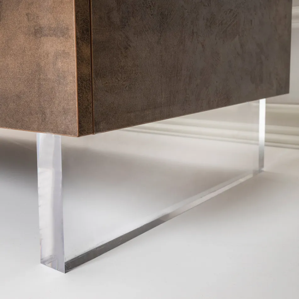 Bufetă cu 2 Uși și 2 Compartimente Centrale Deschise din Melamină Made in Italy - Minnie Viadurini